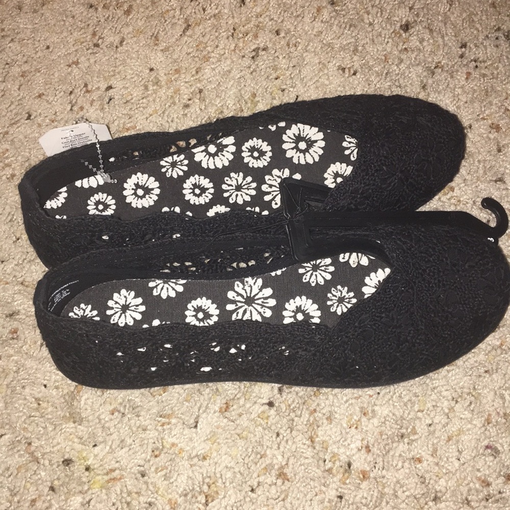 Black crochet flats